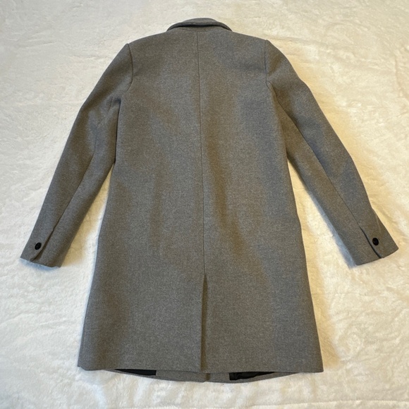 Zara TRF Light Gray Wool Blend Long Pea Coat Small Double Breasted - Picture 8 of 9